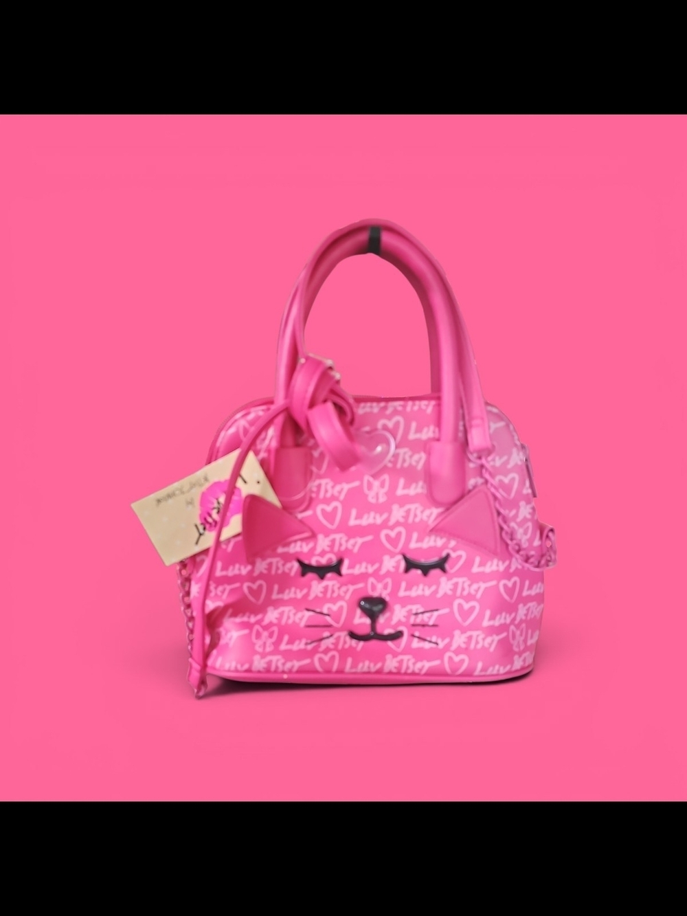 Betsey Johnson Pink Cat-Graphic Mini Satchel